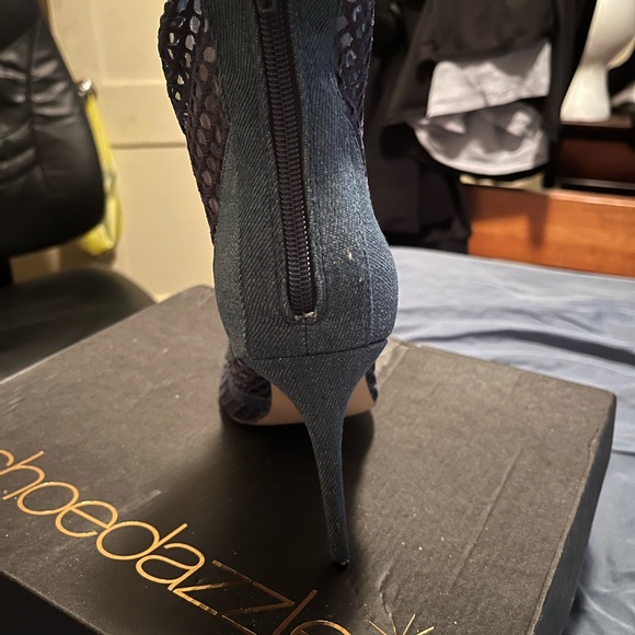 ShoeDazzle Denim High Heel Booties Size 11 - Picture 5 of 5